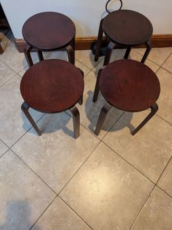 Set of 4 Bentwood Stacking Stools