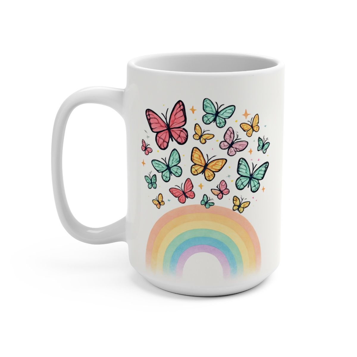 Inspirational 'You Are Loved' 15oz Ceramic Mug — Rainbow & Butterflies Comfort Gift