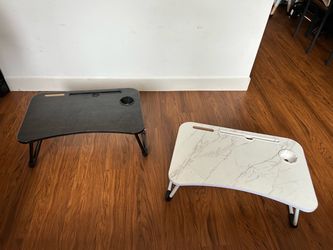 Set of 2 Foldable Laptop Bed Desks - Black & White