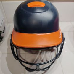 Boombah Black And Orange Softball, Baseball, Batting Helmet Size M  