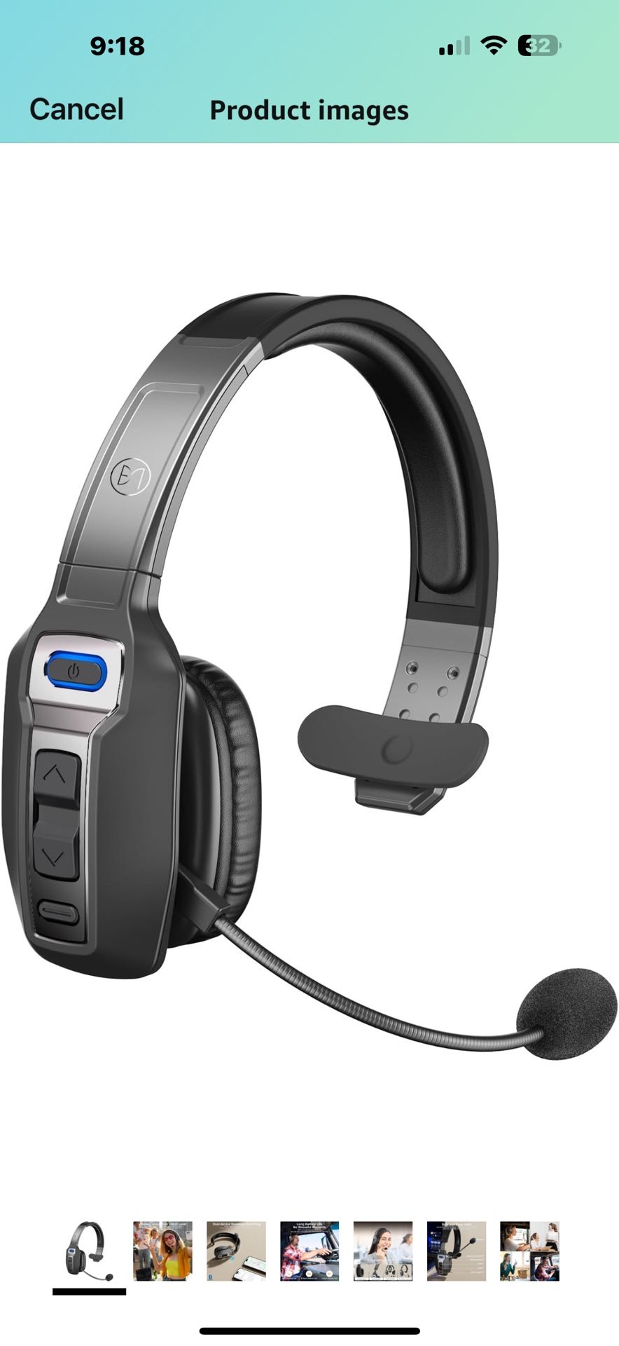 Bluetooth Headset, Trucker Bluetooth Headset with AI Noise Cancellation Microphone & Mute Button, Trucker Headset with 65 Hrs Working Time, Bluetooth