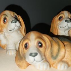 Basset Hound puppy Trio Figures