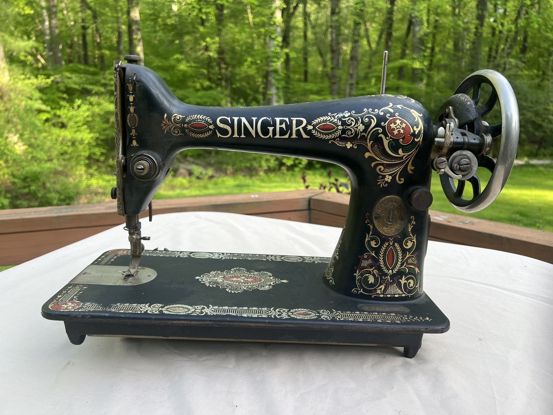 Antique 1910 Singer 28 Red Eye Treadle Manual Sewing Machine