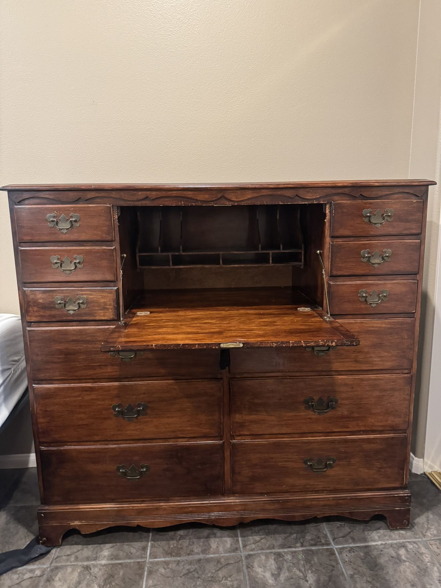 Vintage Secretary Dresser - Solid Wood