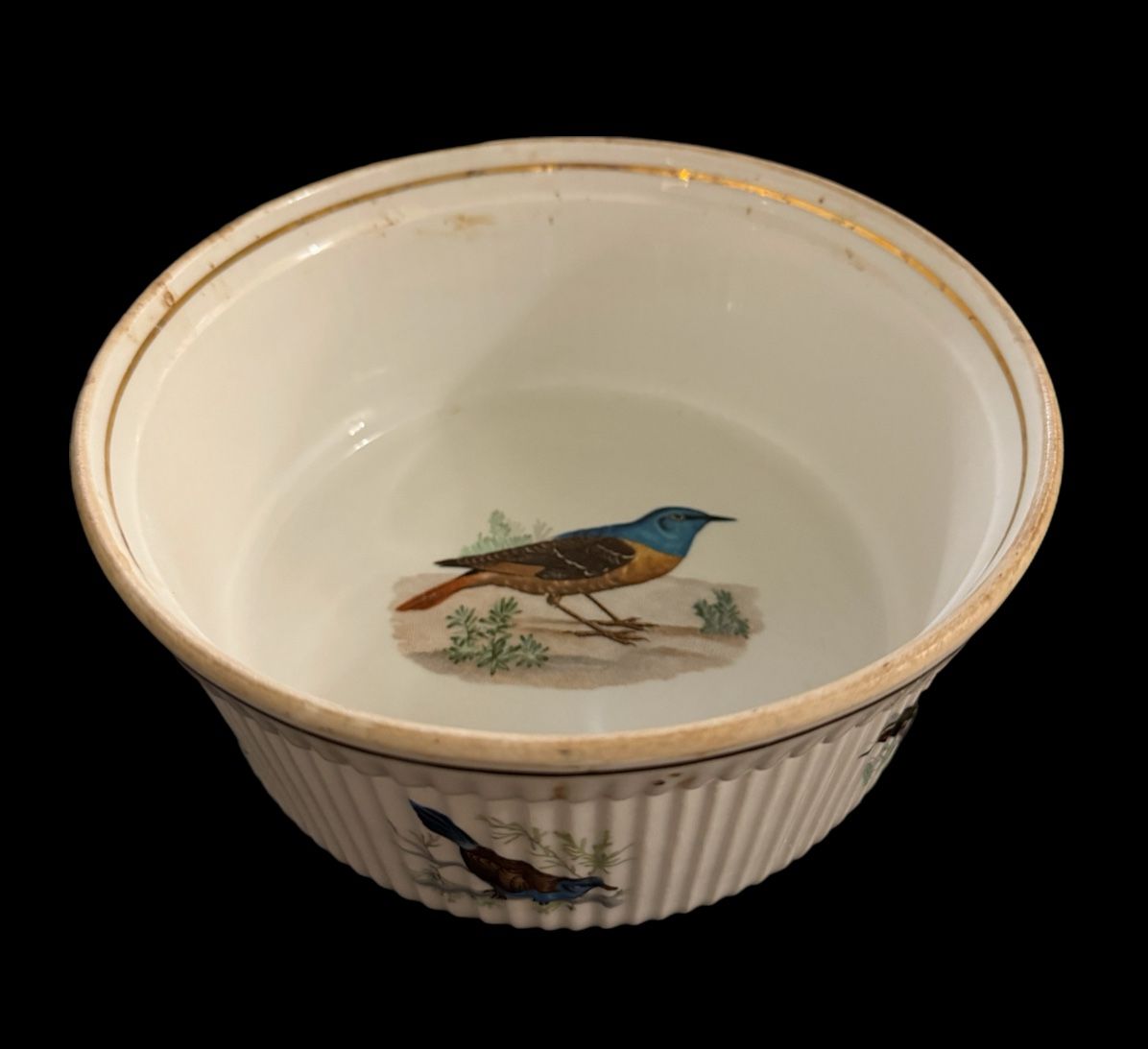 “LE FAUNE” L LOURIOUX FRANCE Birds Bird Open Round Casserole Dish 7-1/2"