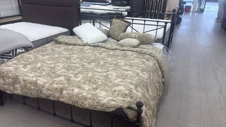 Serta mattress and metal king size bed frame - on discount