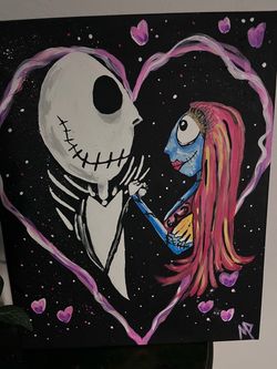 Jack and Sally Nightmare Before Christmas Canvas Painting