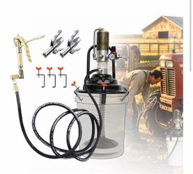 60:1 Air Grease Pump for 5 Gallon Bucket, 2 PCS Grease Gun Coupler, 13 ft High Pressure Hose, Universal Fit, Vehicle Compatible (No Bucket)