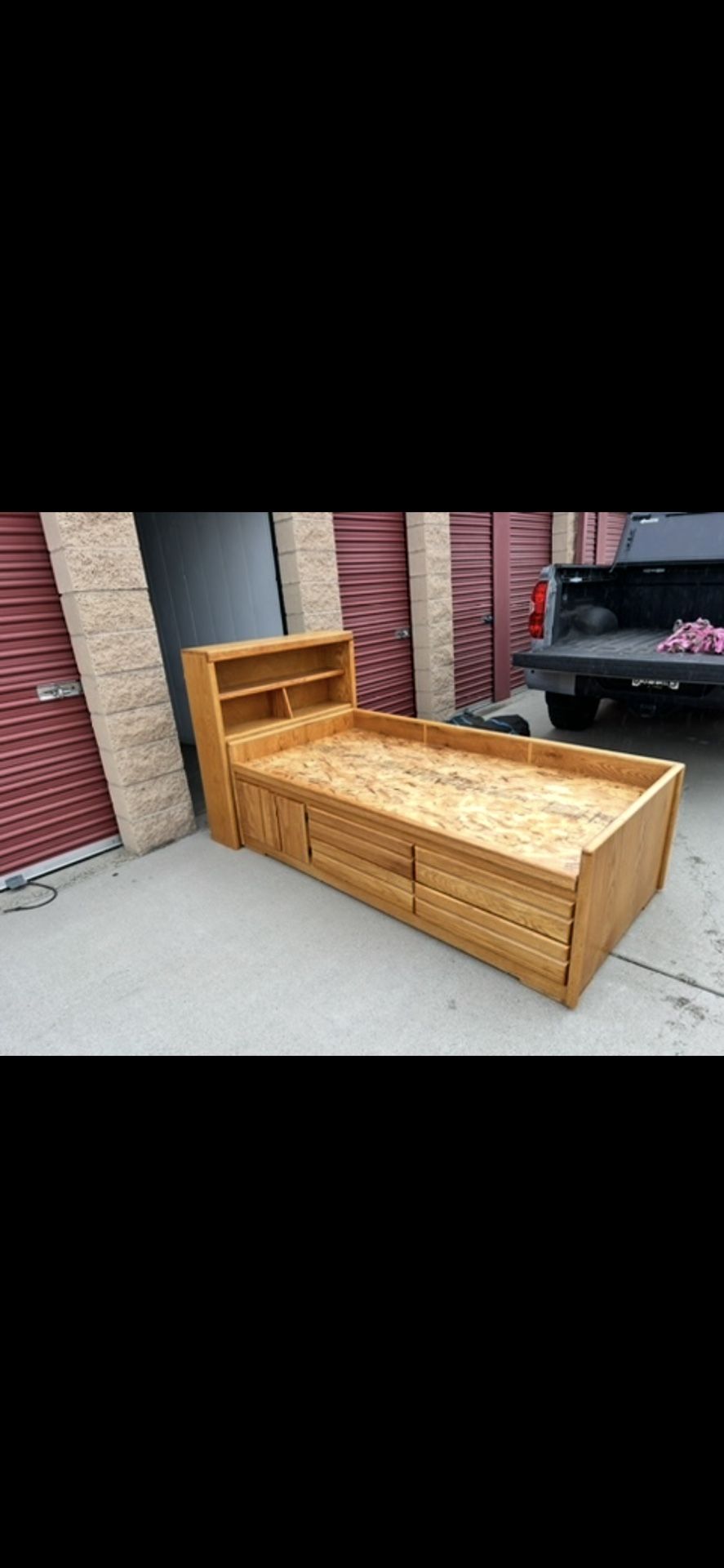 Oak Twin Bed and Headboard