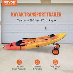 VEVOR Heavy Duty Kayak Cart, 280lbs Load Capacity, Detachable Canoe Trolley Cart with 10'' Solid Tires, Adjustable Width & Top Foam Protection, for Ka
