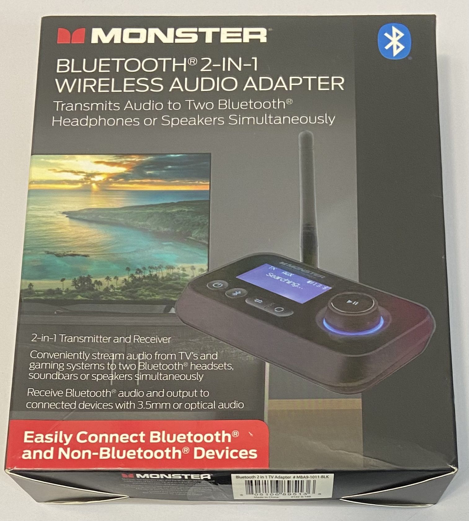 Monster 2-in-1 Bluetooth Wireless Audio Adapter Transmitter/Receiver( Brand NEW) /(#946)