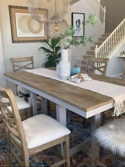 Modern rustic Dining Table Sets Options - 4 Chairs and Bench or 6 Chairs - SaMe DaY DeLiVeRy 🚚