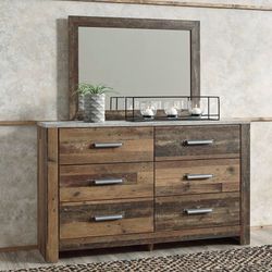 Beautiful Dresser And Mirror With Rustic Design!