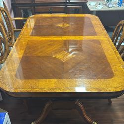 Wood Table With 6 Chairs 