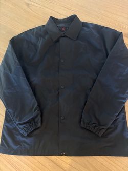 Jordan Coach Jacket Mens L Black Snap Front Ripstop Pockets FN4541-010