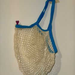 Rope Market Bag with Blue Trim Stylish & Eco-Friendly