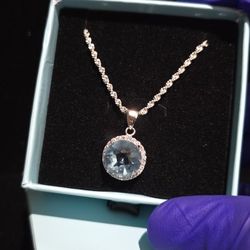 Premium Aquamarine Swarovski Crystal pendant combo