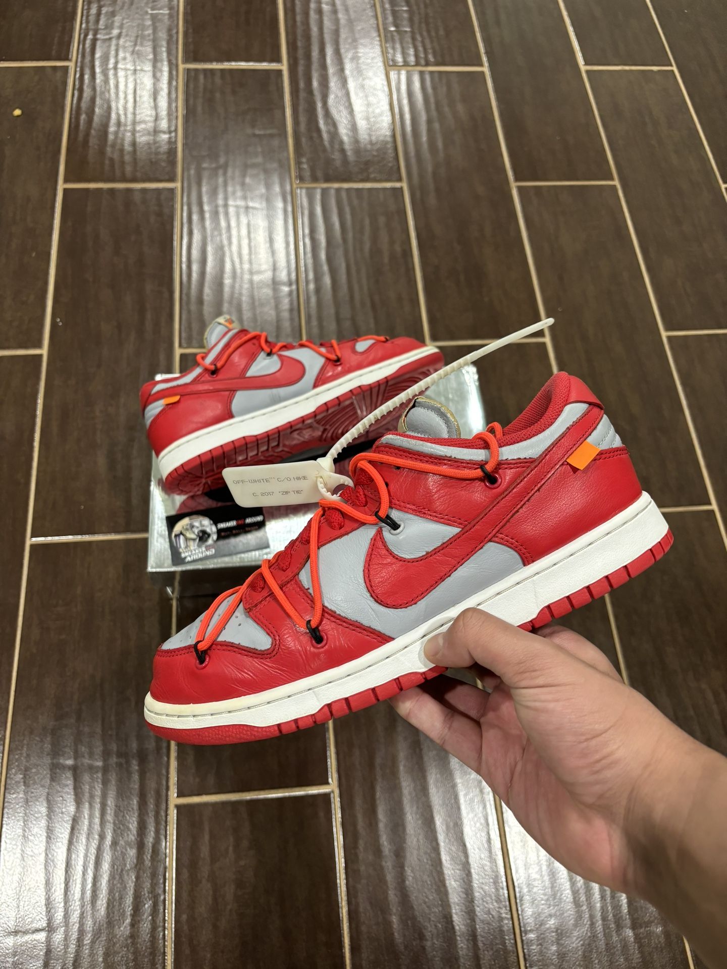 USED Off-White x Nike Dunk Low ‘University Red’ Size 9