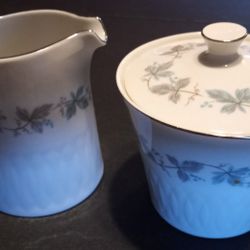 Elegant Sango Strafito Connoisseur fine china creamer and lidded sugar set