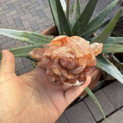 Fire Quartz Carved Rose 9.50 Ounces