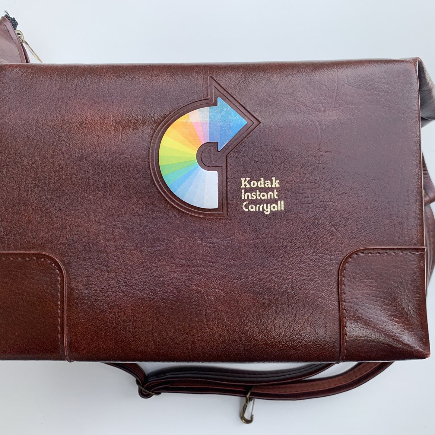 Vintage Faux Leather Kodak Scovill Carryall Camera Bag Tote Rainbow Symbol