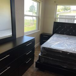 Full  Bedroom Set With Mattress  1 Nightstand And Dresser And Mirror . All New Furniture And Free Delivery Free Installation 