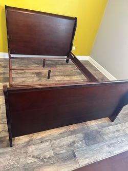 Cherry Wood Sleigh Bed Frame