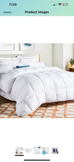 Linenspa Comforter Duvet Insert Twin White Down Alternative All Season Microfiber-Twin Size - Box Stitched