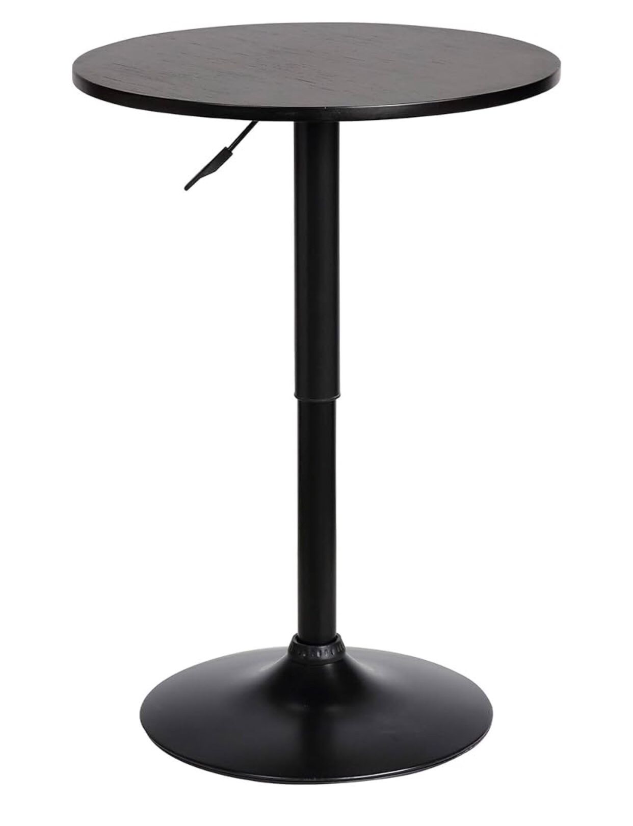 NEW! Armen Living Bentley Height Adjustable Swivel Pub Table with Black Wood Finish and Black Base