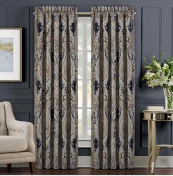 3 Pairs: J.Queen New York Luciana Indigo Window Panels (84" L)