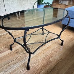 Metal/Glass Oval Coffee Table