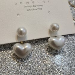 Pearl Heart Super Cute Fashion Earrings 