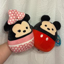 Disney Squishmallows Minnie & Mickey Plush Bundle