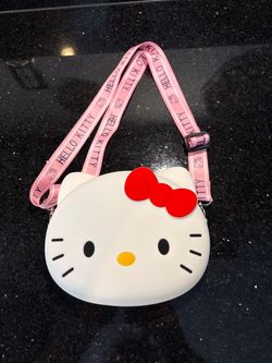 Hello Kitty White Silicone Crossbody Bag 6x7.5” with Pink Strap