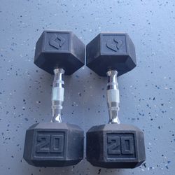 20 Pounds Dumbbells Set 20 Lbs Rubber Dumbells Set Weight Weightlift Excercise Workout 