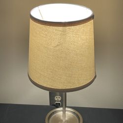 Small (20.5"H w/Shade) Silver Metal TABLE LAMP - posted price w/shade is firm.