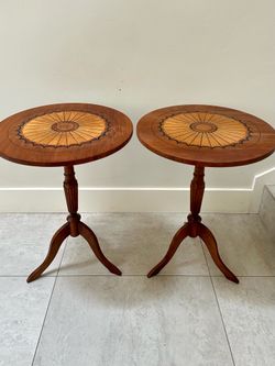 Vintage Italian Inlaid Pedestal Tables