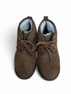 Brown Suede Shearling-Lined Ankle Boots