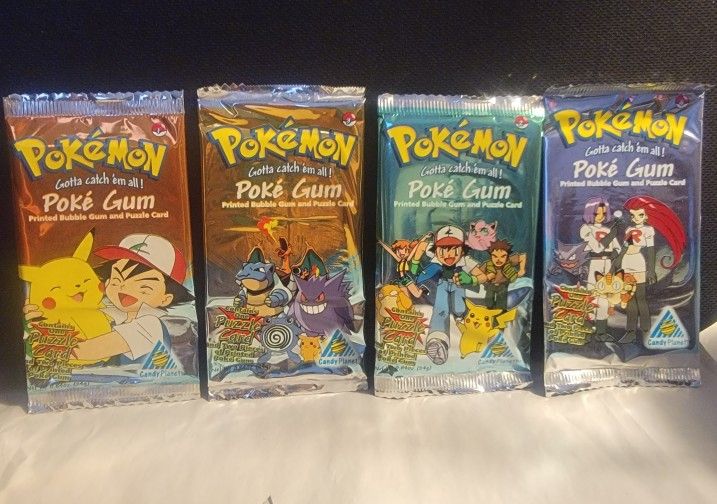 4 VINTAGE 1999 " POKÉMON POKE' GUM " 0.84 OZ FROM CANDY
