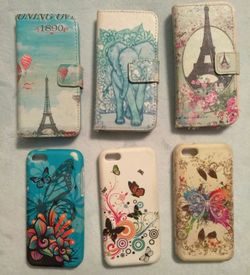 iPhone 5c cases lot of 6 Butterfly Paris Elephant