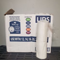 ONE WinCup DT18 White Plastic Lids 100 Count Sleeve Fits 12, 14, 16, 20 & 24 oz