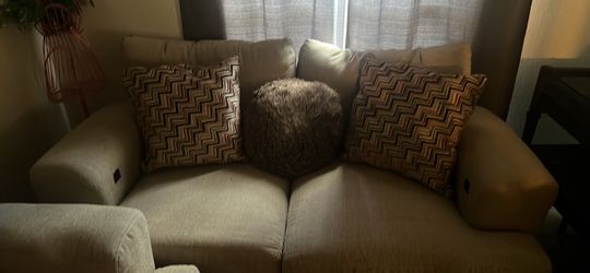 Beige Fabric Loveseat Sofa