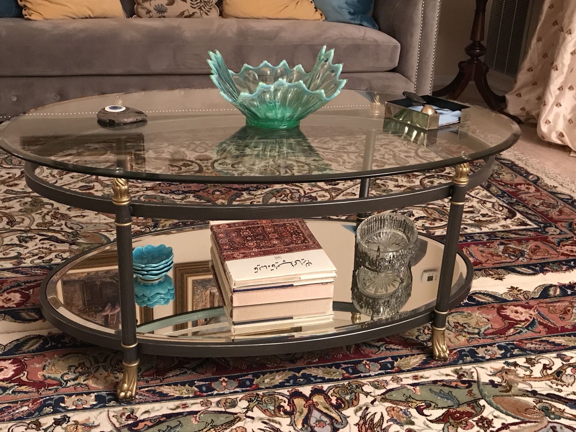 Joss&main oval glass top coffee table