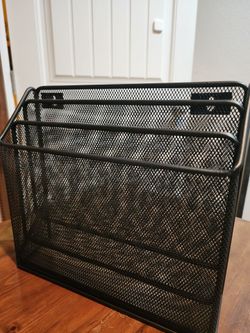 Black Metal Mesh Desktop File Organizer