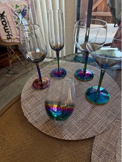 Rainbow Irridescent Wine Glass Bundle
