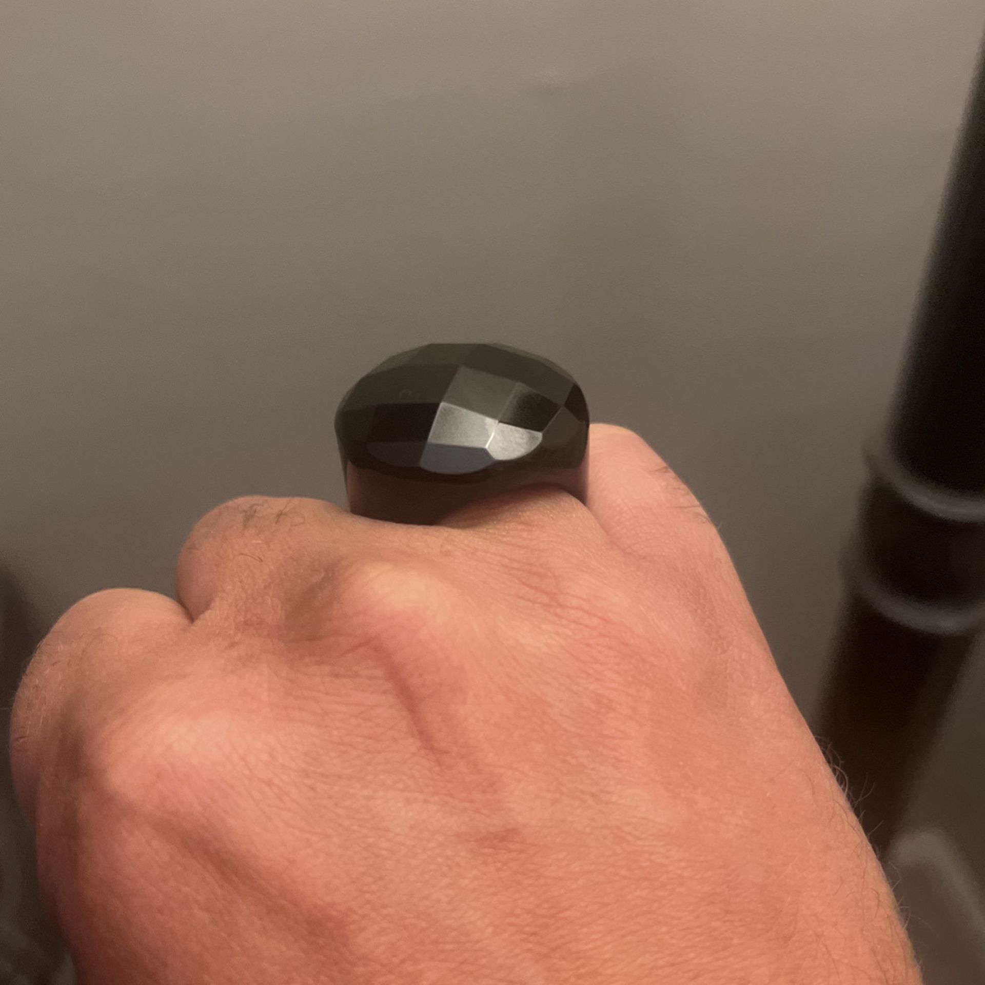 Men’s Ring Big Black obsidian