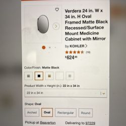 Koehler Oval Mirror - Medicine Cabinet - Black Matte