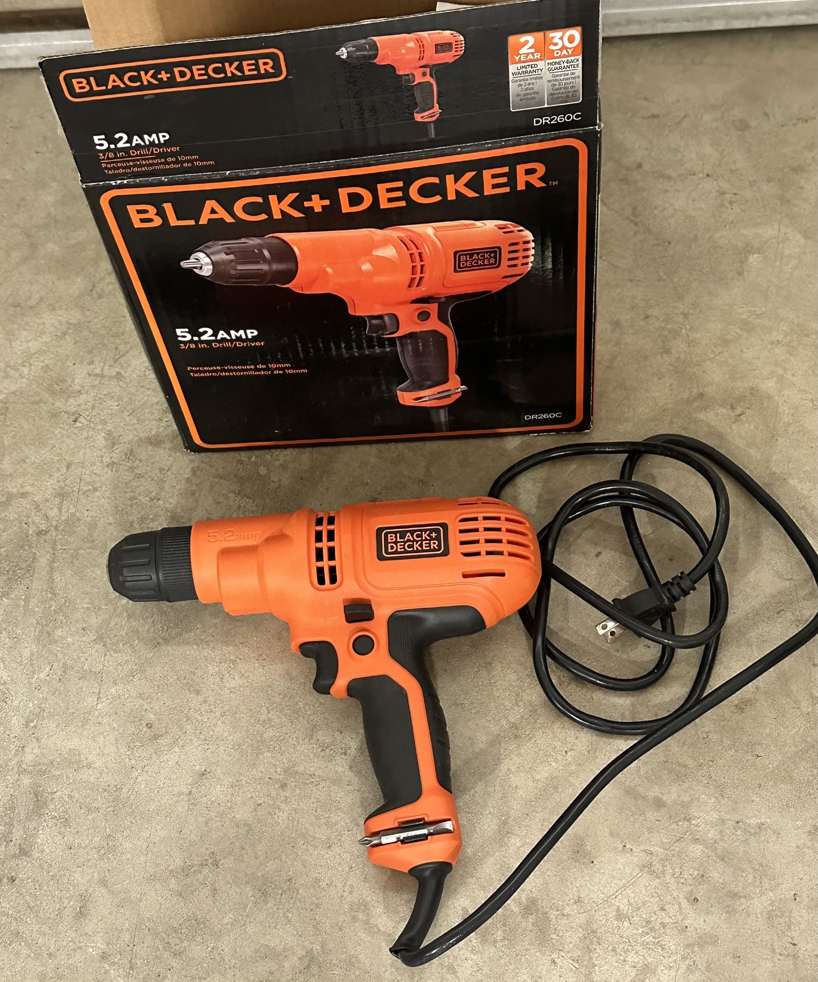 Black + Decker Corded Drill 5.2 Amp 3/8” DR260C Drill/ Driver