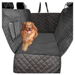 New 100% Waterproof Dog Seat Cover for Back Seat with Zipper Side Flap, Heavy Duty
