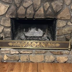 Antique Ornate Solid Brass Fireplace Fender